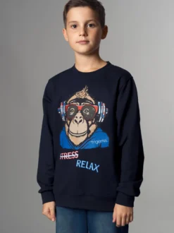 Sweatshirt mit lässigem Affen-Druckmotiv Navy