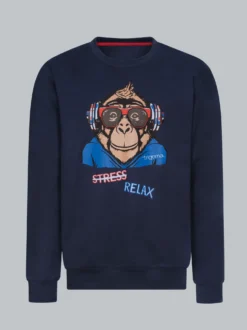 Sweatshirt mit lässigem Affen-Druckmotiv Navy