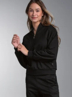Sweatshirt mit modischem Reißverschluss Schwarz