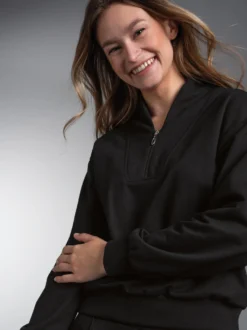 Sweatshirt mit modischem Reißverschluss Schwarz