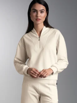 Sweatshirt mit modischem Reißverschluss Natur