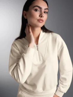 Sweatshirt mit modischem Reißverschluss Natur