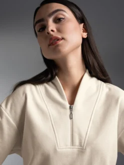 Sweatshirt mit modischem Reißverschluss Natur