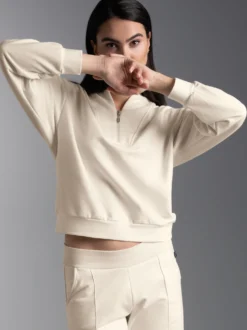 Sweatshirt mit modischem Reißverschluss Natur