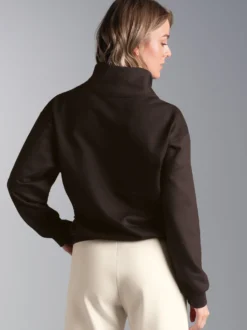 Sweatshirt mit modischem Reißverschluss Mocca