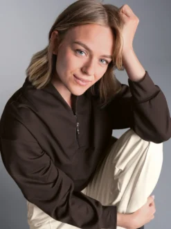 Sweatshirt mit modischem Reißverschluss Mocca