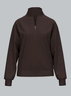 Sweatshirt mit modischem Reißverschluss Mocca