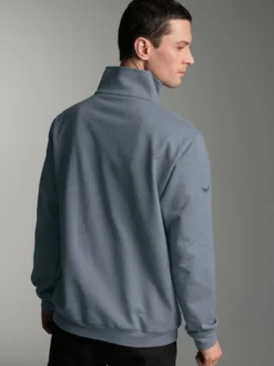 Sweatshirt mit Reißverschluss Steingrau-melange