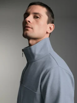 Sweatshirt mit Reißverschluss Steingrau-melange