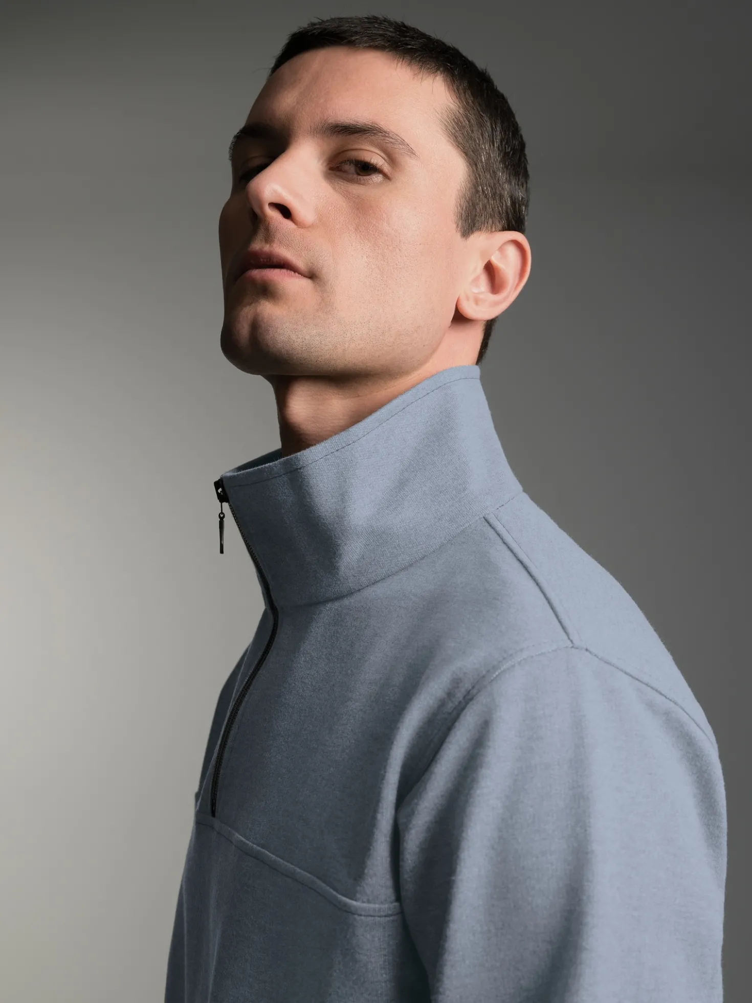Sweatshirt mit Reißverschluss Steingrau-melange
