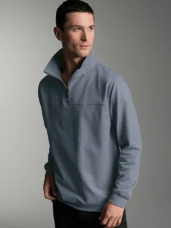 Sweatshirt mit Reißverschluss Steingrau-melange