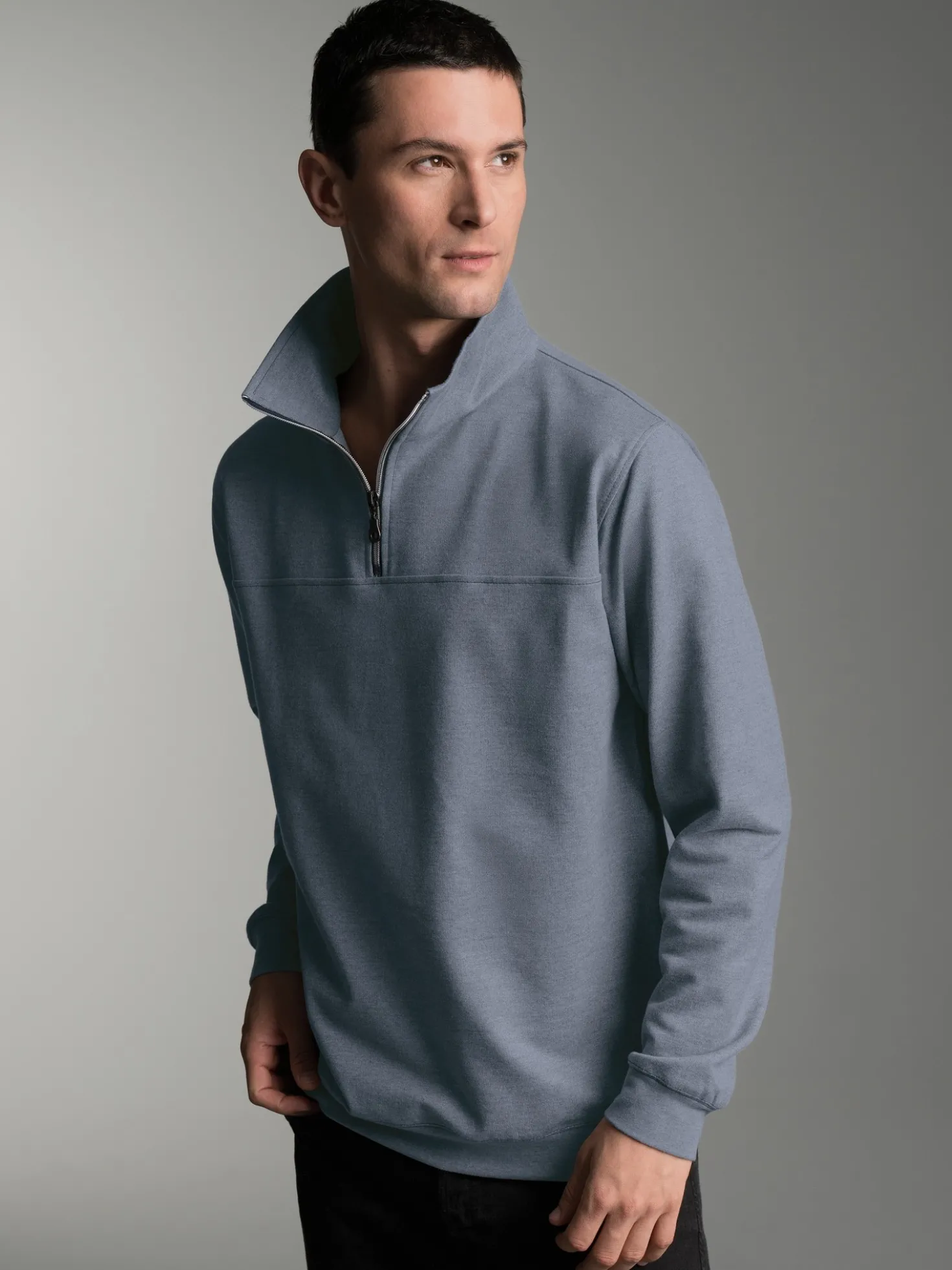 Sweatshirt mit Reißverschluss Steingrau-melange