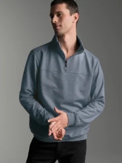 Sweatshirt mit Reißverschluss Steingrau-melange