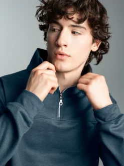 Sweatshirt mit Reißverschluss Jeans-melange
