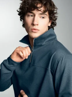 Sweatshirt mit Reißverschluss Jeans-melange