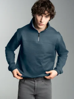 Sweatshirt mit Reißverschluss Jeans-melange