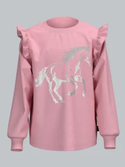 Sweatshirt mit Rüschen und Pferdemotiv Lilie