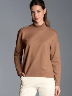 Sweatshirt mit Stehkragen Haselnuss