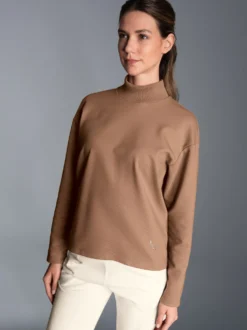 Sweatshirt mit Stehkragen Haselnuss