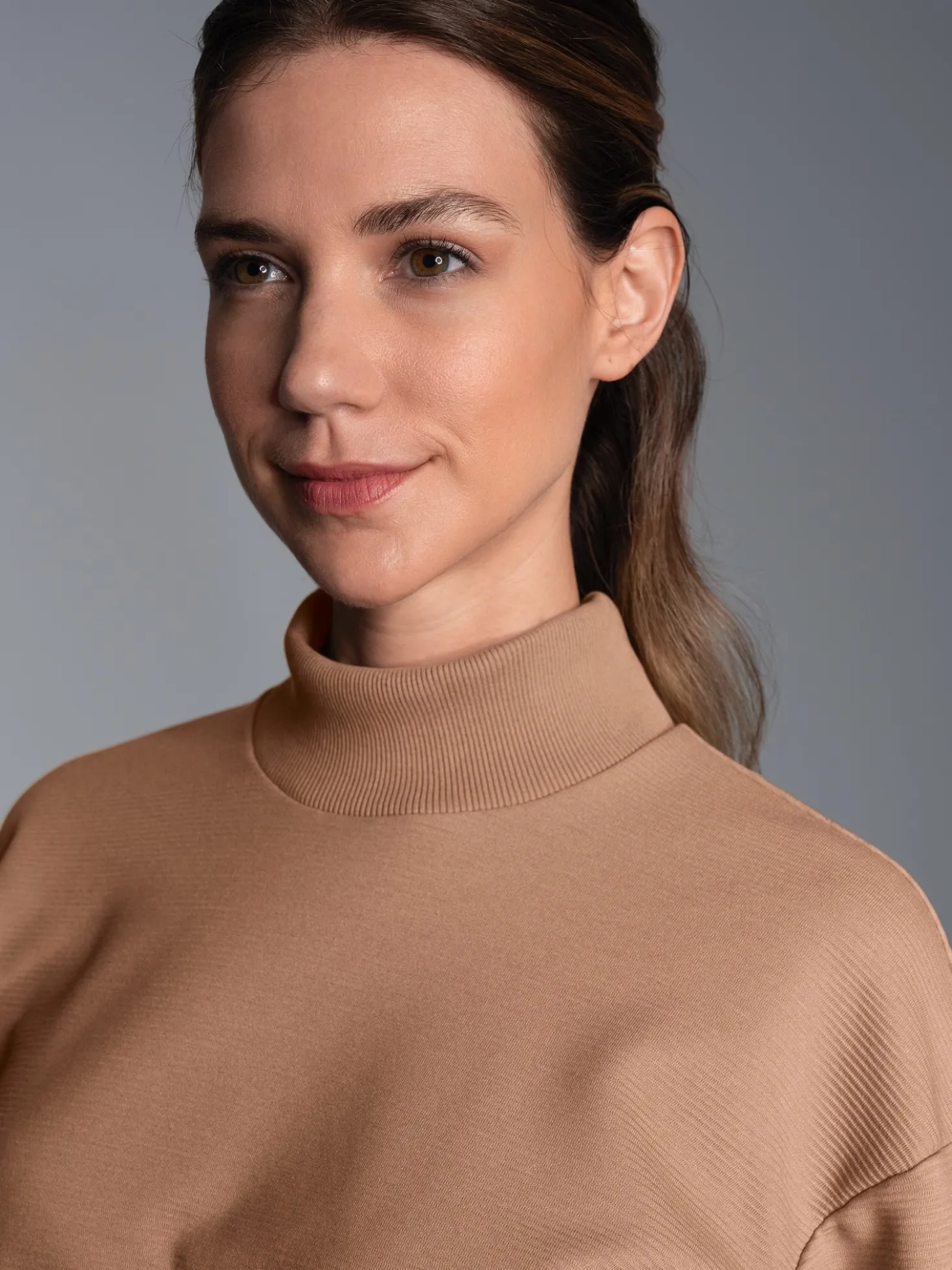 Sweatshirt mit Stehkragen Haselnuss