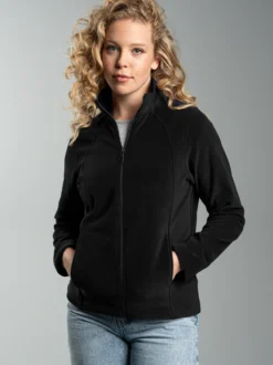 Taillierte Fleecejacke Schwarz