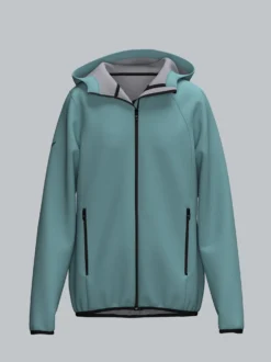 Taillierte Softshell–Kapuzenjacke Seegras
