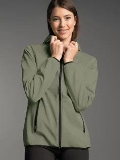 Taillierte Softshell–Kapuzenjacke Salbei