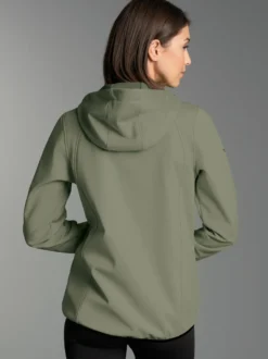 Taillierte Softshell–Kapuzenjacke Salbei