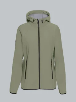 Taillierte Softshell–Kapuzenjacke Salbei