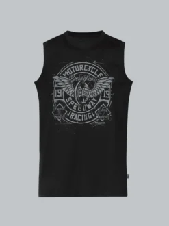 Tanktop mit großem Motorrad-Print Schwarz