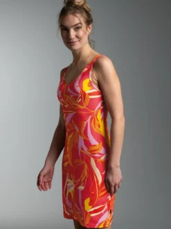 Trägerkleid mit Allover-Muster "Aloha" Koralle