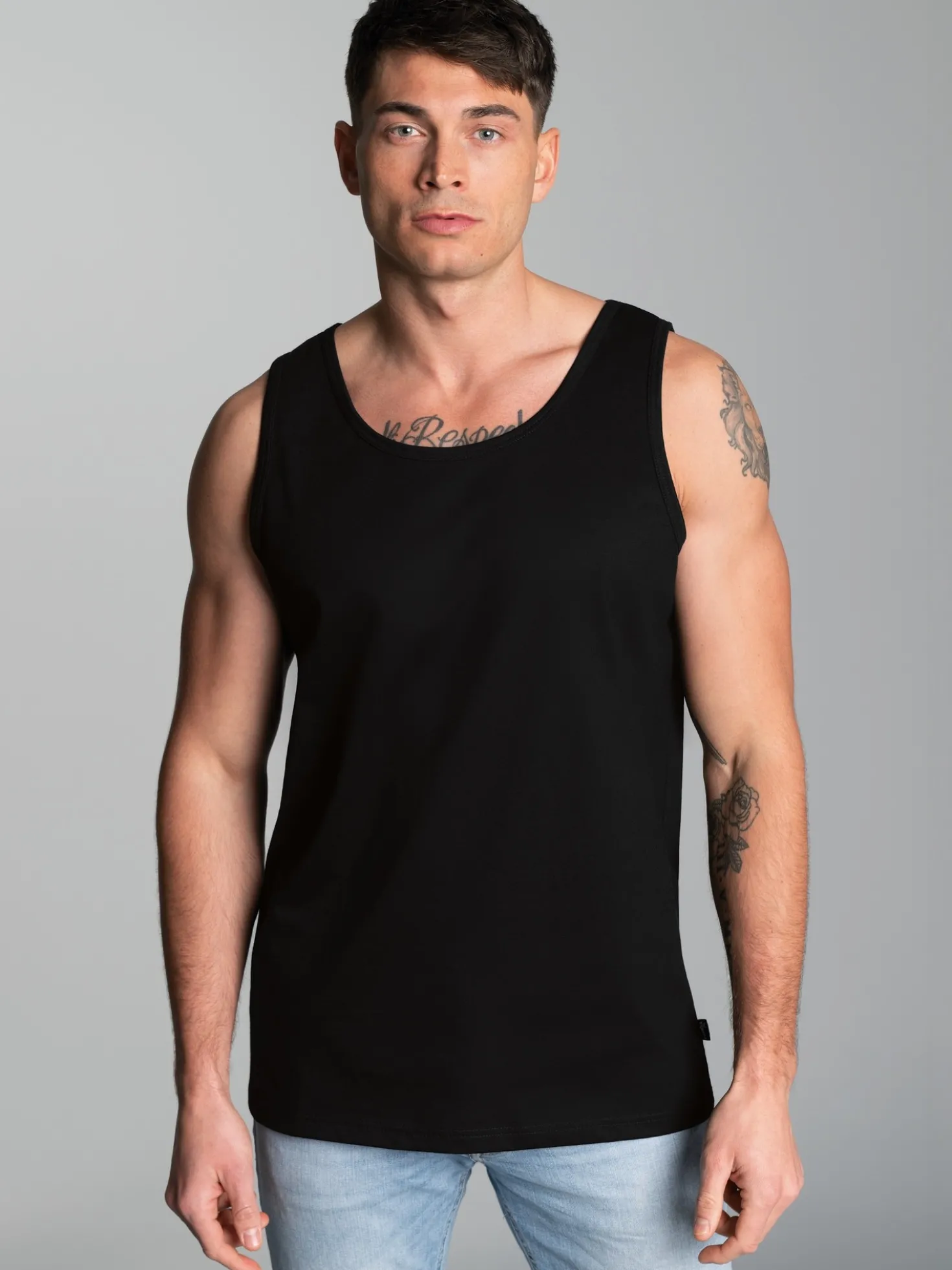 Trägershirt aus 100% Baumwolle Schwarz