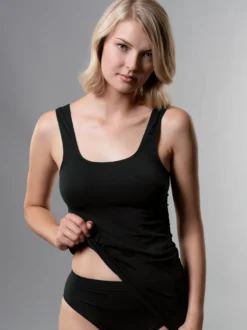 Trägershirt aus Polyamid/Elastan Schwarz