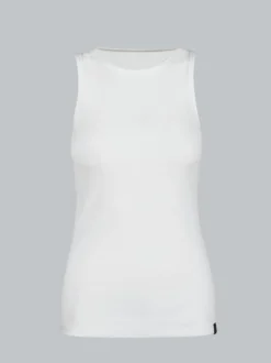 Träger-Shirt elastischer Doppelripp Weiss