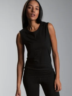 Trägershirt Merinowolle Schwarz