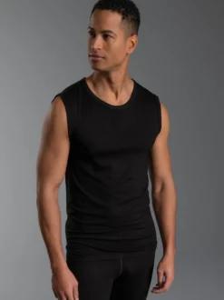 Trägershirt Merinowolle Schwarz