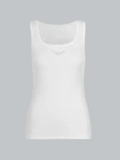 Trägershirt mit Kristallsteinen Weiss