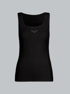 Trägershirt mit Kristallsteinen Schwarz