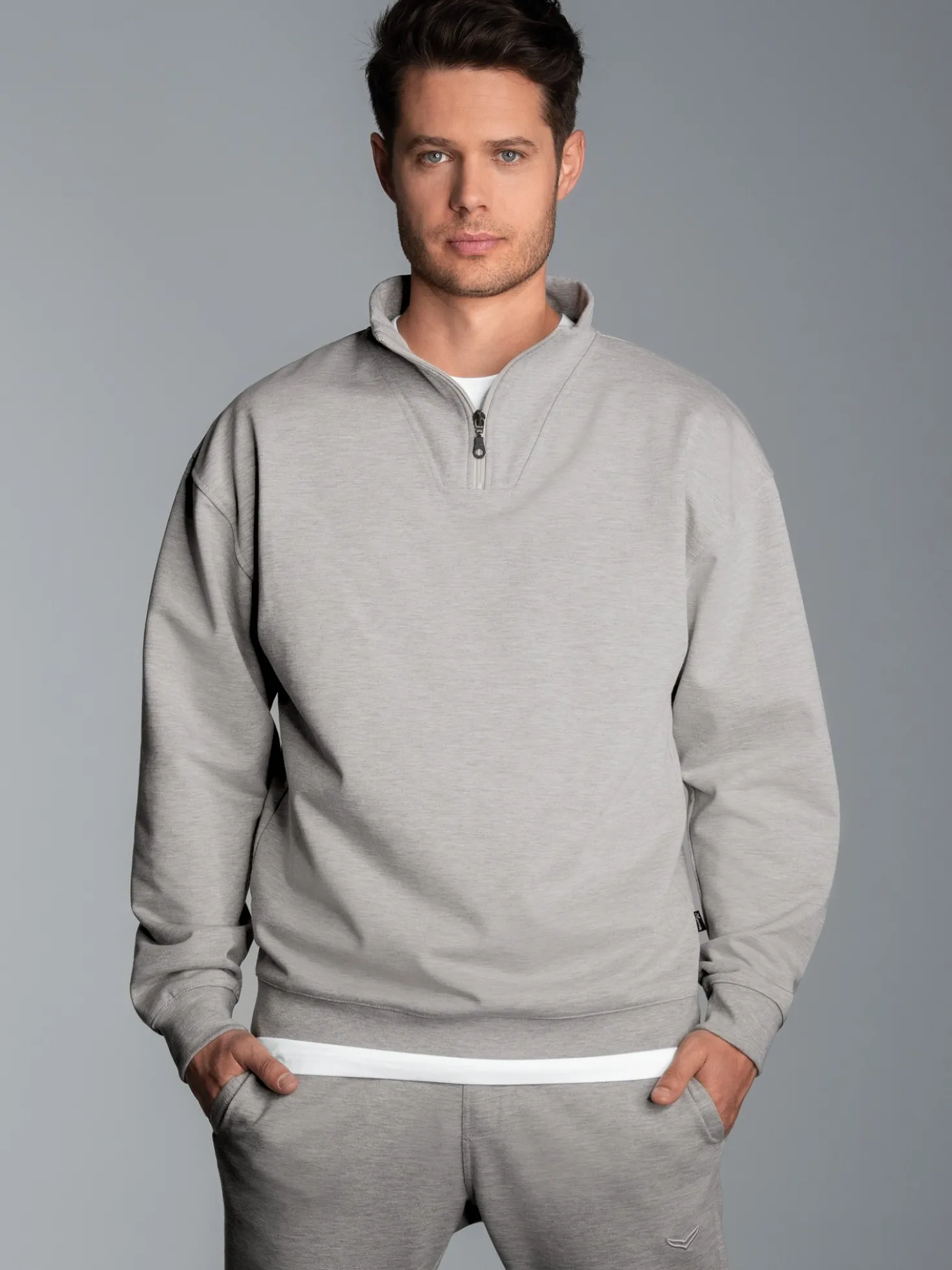 Troyer in bequemer Sweat-Qualität Grau-melange