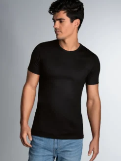 T-Shirt aus Baumwolle/Elastan Schwarz