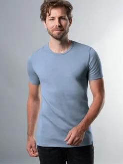 T-Shirt aus Baumwolle/Elastan Pearl-blue