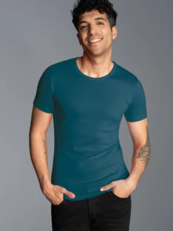 T-Shirt aus Baumwolle/Elastan Petrol