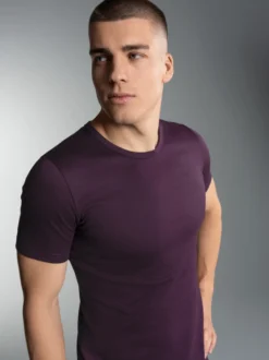 T-Shirt aus Baumwolle/Elastan Aubergine