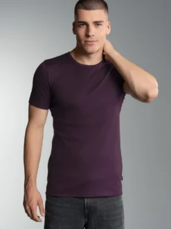 T-Shirt aus Baumwolle/Elastan Aubergine