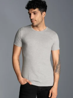 T-Shirt aus Baumwolle/Elastan Grau-melange