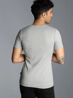 T-Shirt aus Baumwolle/Elastan Grau-melange