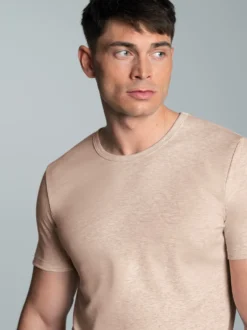 T-Shirt aus Baumwolle/Elastan Sand-melange