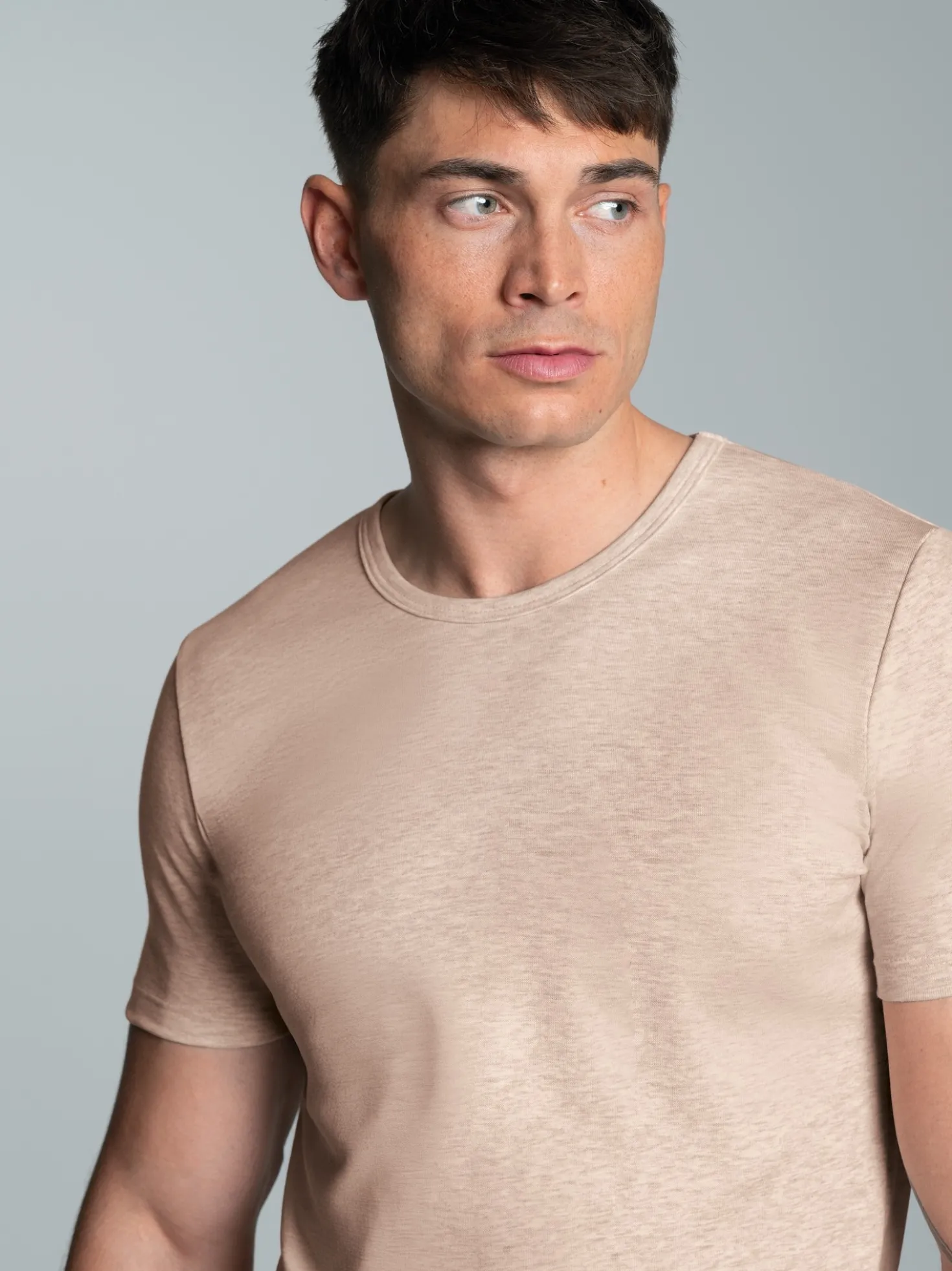 T-Shirt aus Baumwolle/Elastan Sand-melange