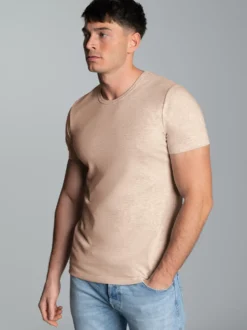 T-Shirt aus Baumwolle/Elastan Sand-melange