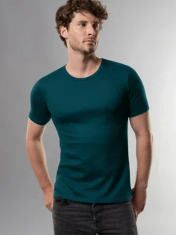 T-Shirt aus Baumwolle/Elastan Saphir
